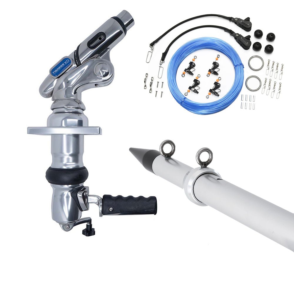 107535-tigress-xd-crank-top-mount-system-0.jpg Tigress XD Crank Top Mount System - 18' - Silver Outriggers Pro Series Double Rigging Kit - Image 1