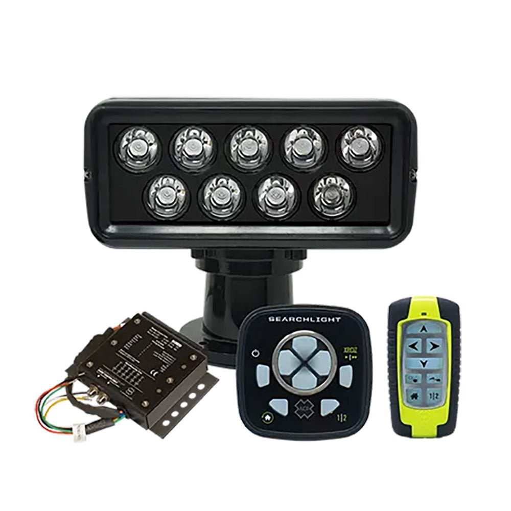 121777-acr-rcl-100-led-black-searchlight-w-urp-103-wired-0.jpg ACR RCL-100 LED Black Searchlight w/URP-103 Wired Point Pad, URC-104 Master Controller & URH-103 Wireless Handheld Remote - Image 1