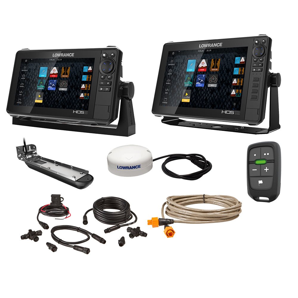 lowrance-hds-live-bundle-1.jpg Lowrance HDS Live Bundle - 9" & 12" Display AI 3-In-1 T/M Transducer, Point 1 GPS Antenna, LR-1 Remote & Cabling - Image 1